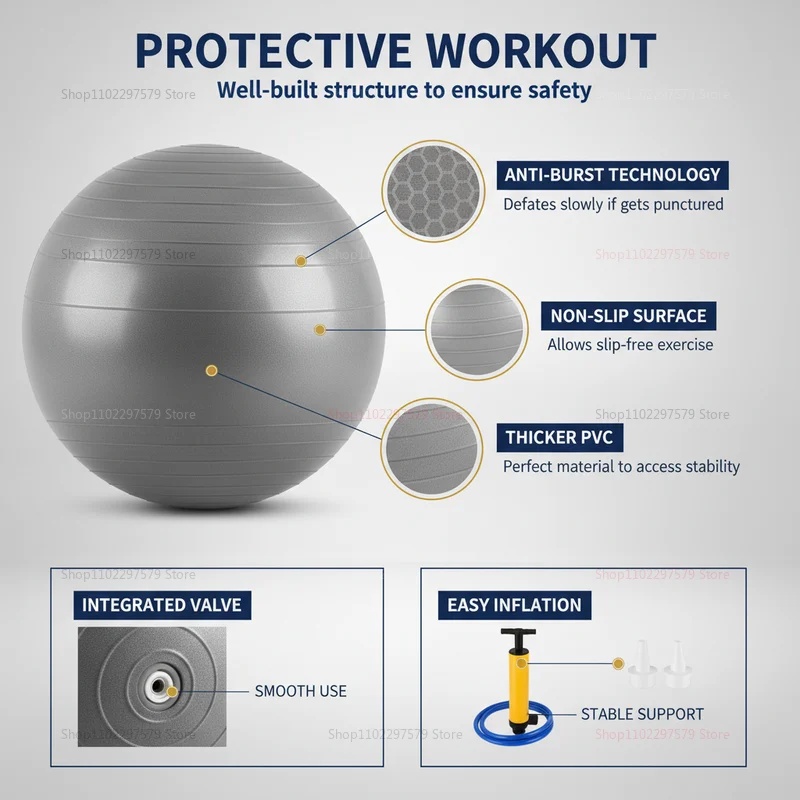 Anti-Burst Yoga Ball with Pump - Pilates Toning Ball 评论和价格